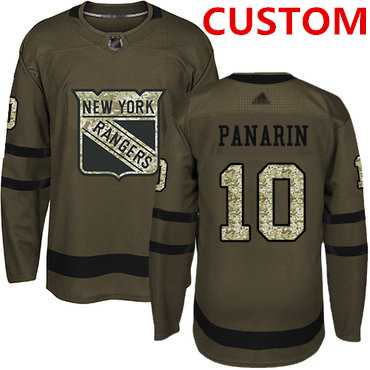 Men%27s New York Rangers Custom Green Salute to Service Stitched Hockey Jersey->customized nhl jersey->Custom Jersey